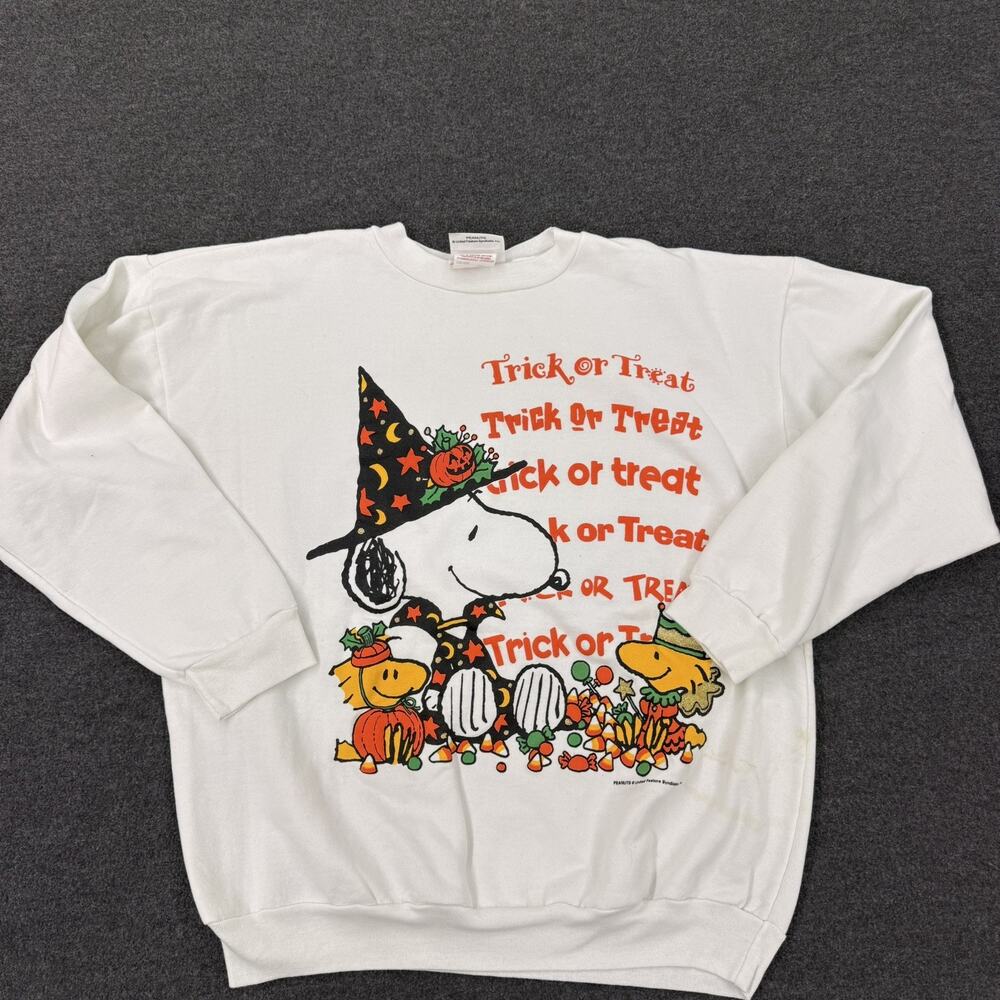 Vtg 90's Peanuts Halloween Sweatshirt Large Snoopy & Woodstock Pumpkins Large